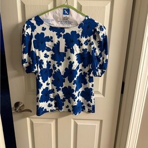 Ann Taylor Blue Floral Top